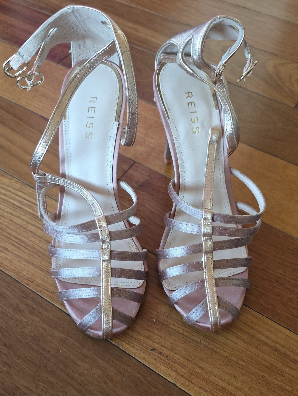 REISS Rose Gold Strappy High Heel Sandals